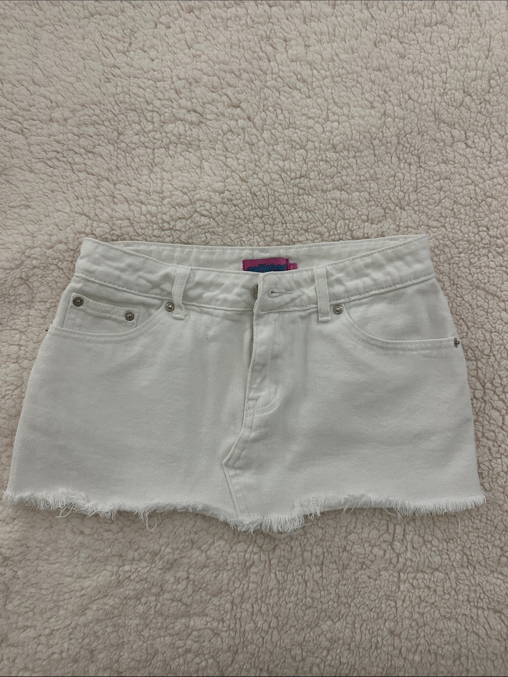 Edikted White Denim Miniskirt